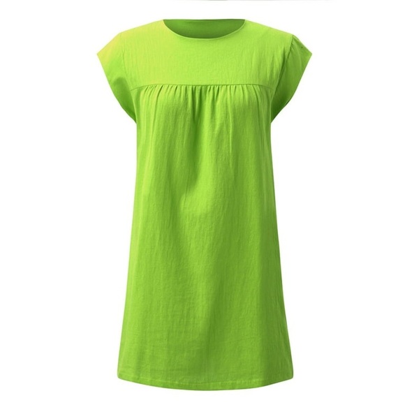 Dresses & Skirts - Women's Fashion Loose Lady Casual‎ Cotton Pure Color Turtleneck Collar Dress